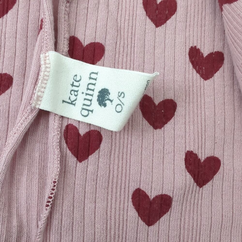 Kate Quinn Organic Baby Blanket Pink Red Hearts‎  Natural Fiber Cotton Swaddle - Picture 3 of 4